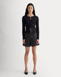 The A-Line Denim Short | Washed Black